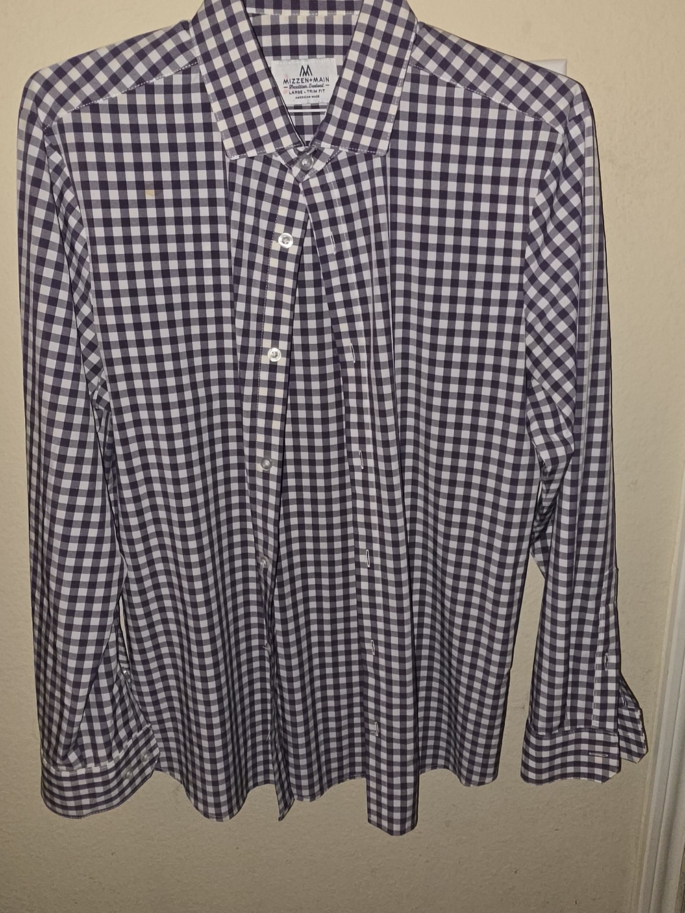 Mizzen+Main Purple and White Gingham Button-Down Shirt